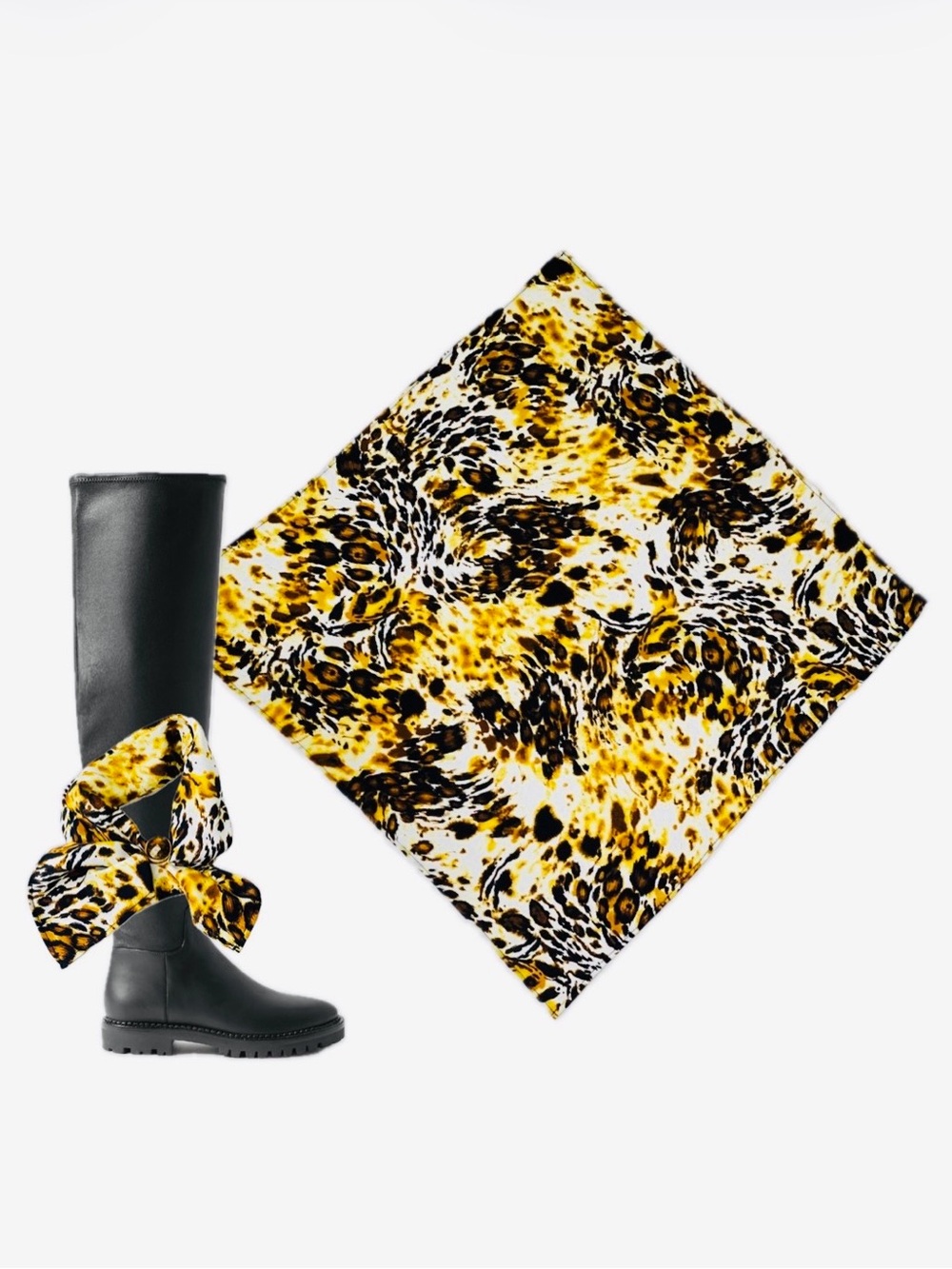 NWT SILKLETTE Animal Print 100% Fine Silk Kerchief Scarf ORANGE/BROWN/BLACK